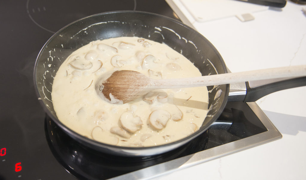 Pan Fried Plaice with a Creamy Mushroom Sauce and Roasted Tenderstem Broccoli
