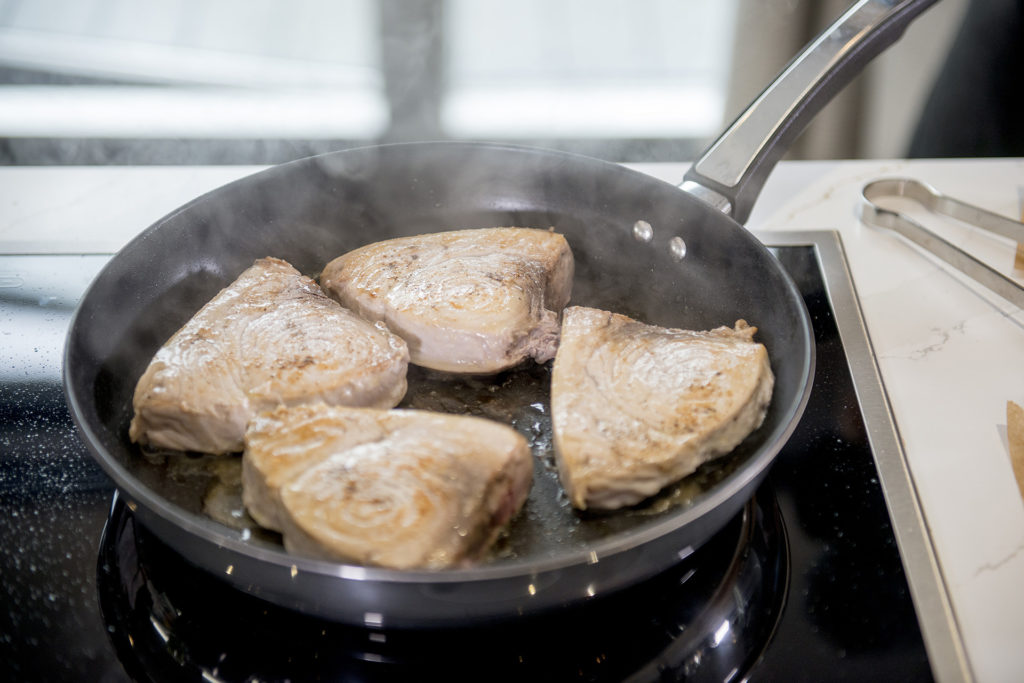 pan fried swordfish served with rocket and lemon recipe home cooking with julie neville