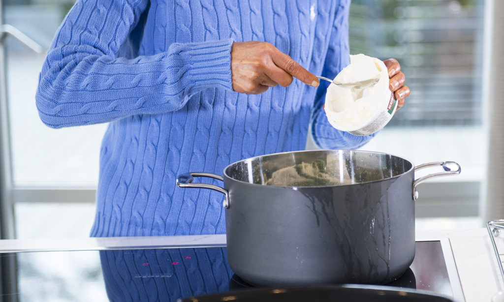 ORECCHIETTI WITH MASCAPORNE PEAS AND ASPARAGUS RECIPE BY HOME COOKING WITH JULIE NEVILLE