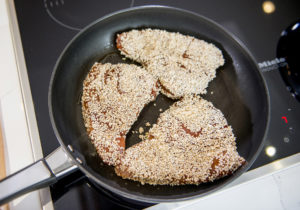 sesame crusted tuna served with peas and onions recipe home cooking with julie neville1