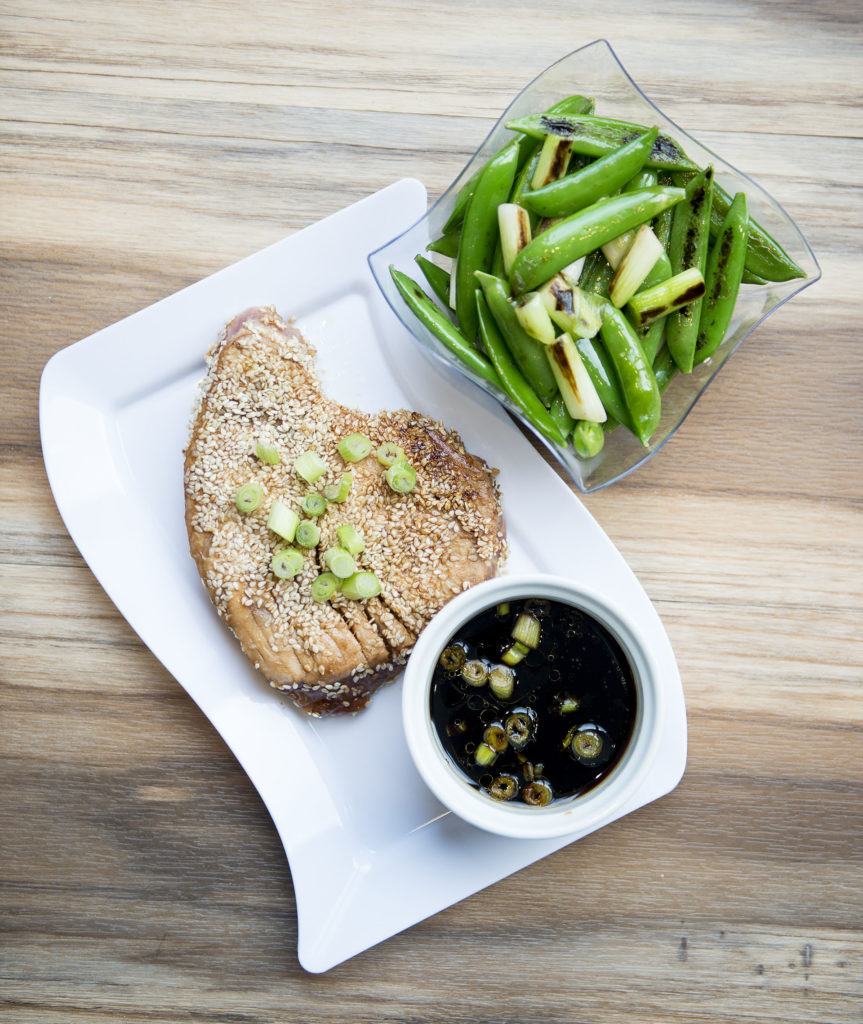 sesame crusted tuna served with peas and onions recipe home cooking with julie neville1