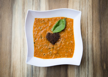 EASY TOMATO SOUP WITH OLIVE CROUTONS recipe by home cooking with julie neville10