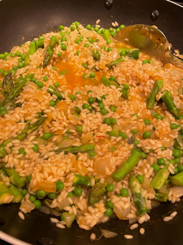 pea asparagus risotto Julie neville home cooking