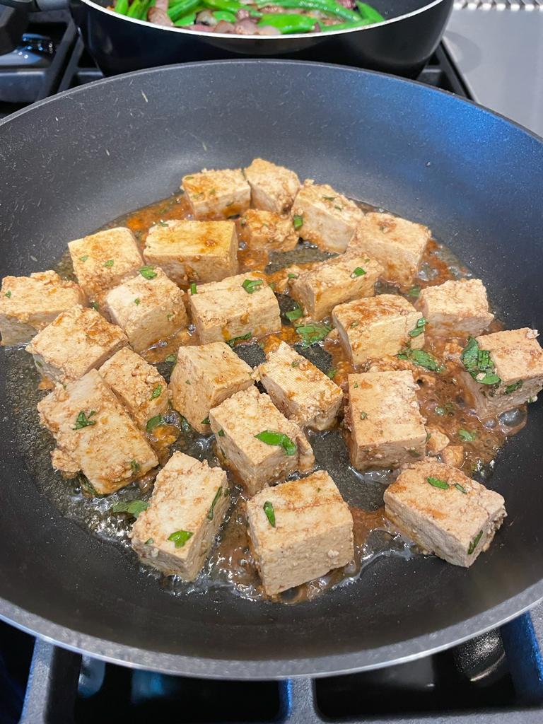Spicy fried tofu recipe by home cooking with julie neville0