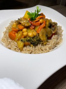 Mild vegan coconut curry recipe by home cooking with julie neville2