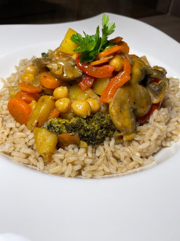 Mild vegan coconut curry recipe by home cooking with julie neville7