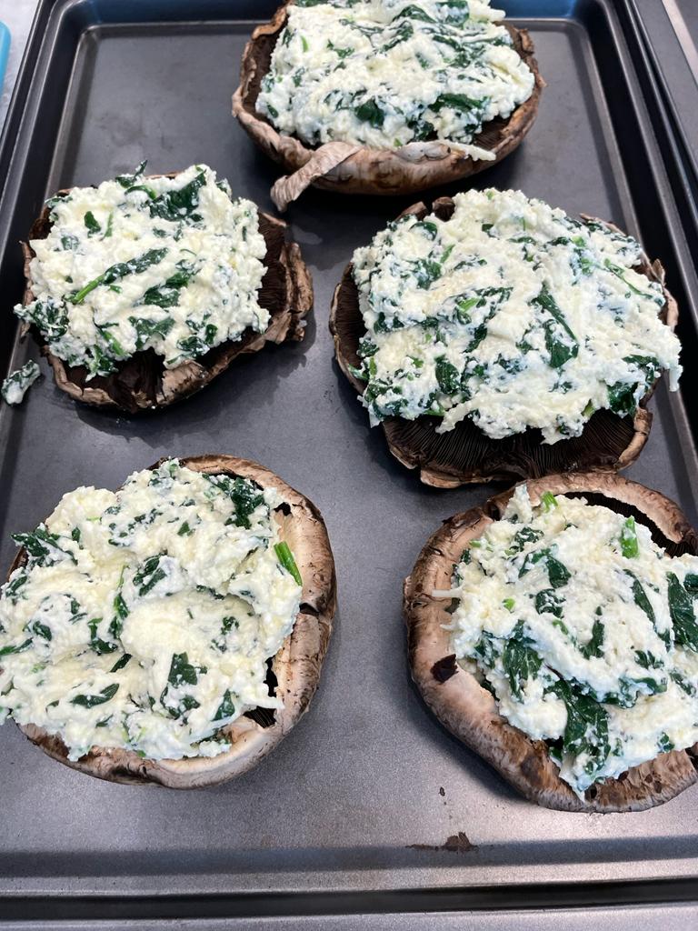 Cheese and spinach stuffed mushrooms recipe by home cooking with julie neville0