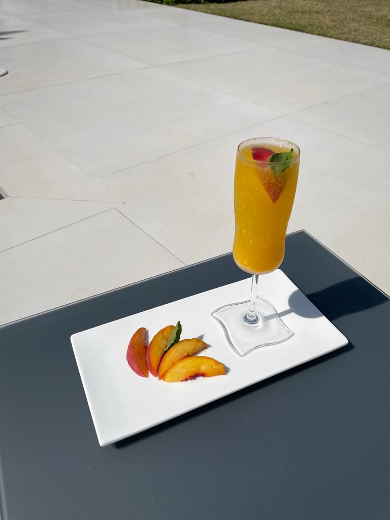 Peach prosecco cocktail recipe by home cooking with julie neville6