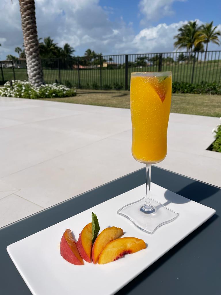 Peach prosecco cocktail recipe by home cooking with julie neville6