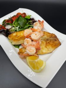 Pan fried tilapia with butter sautéed shrimp and oven roasted vine tomatoes home cooking with julie neville3