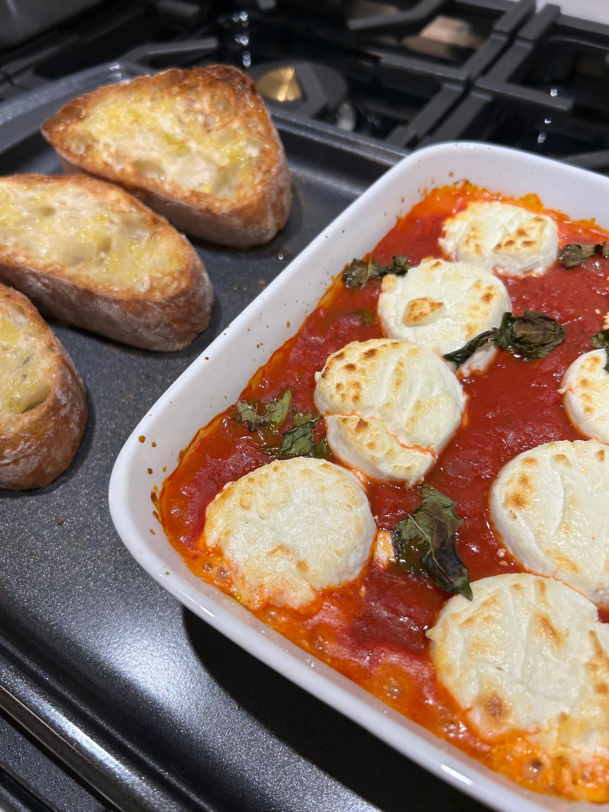 Baked Goat Cheese Dip with Toasted Ciabatta