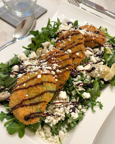 Fried Green Tomato and Feta Salad