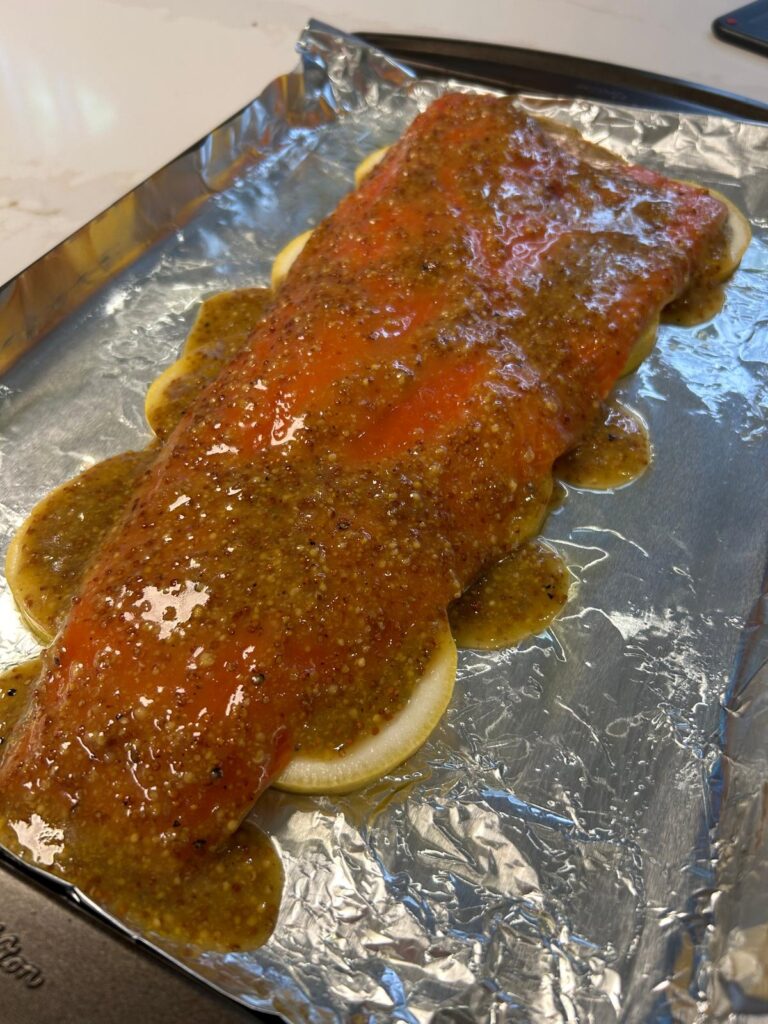 Honey and Wholegrain Mustard Roasted Salmon