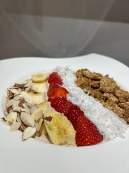 strawberry protein smoothie bowl