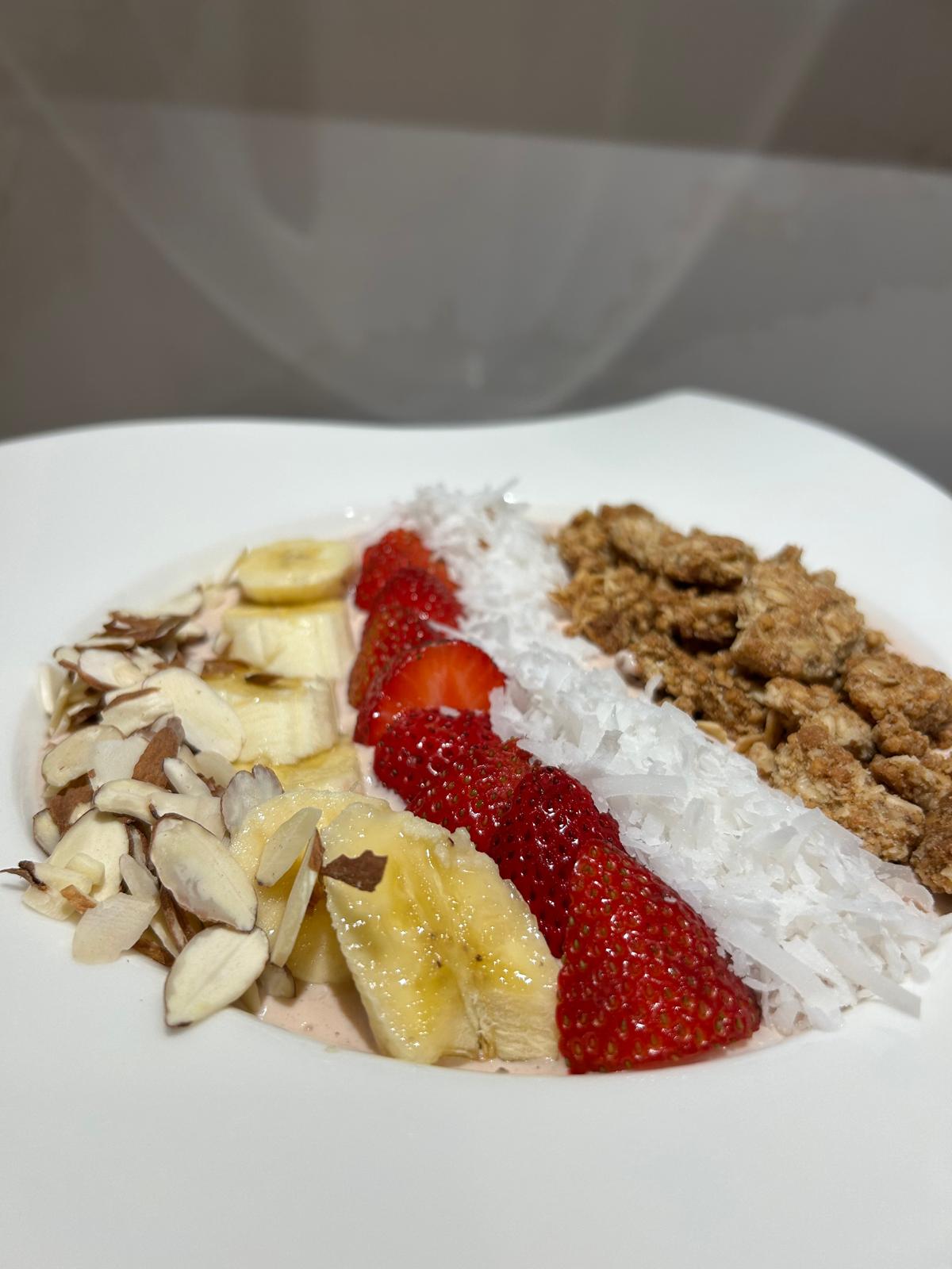 strawberry protein smoothie bowl