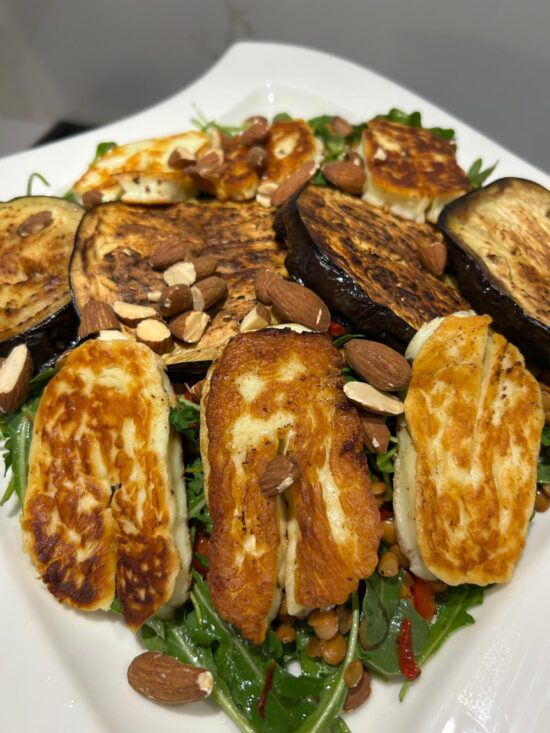 Grilled Halloumi and Eggplant Salad