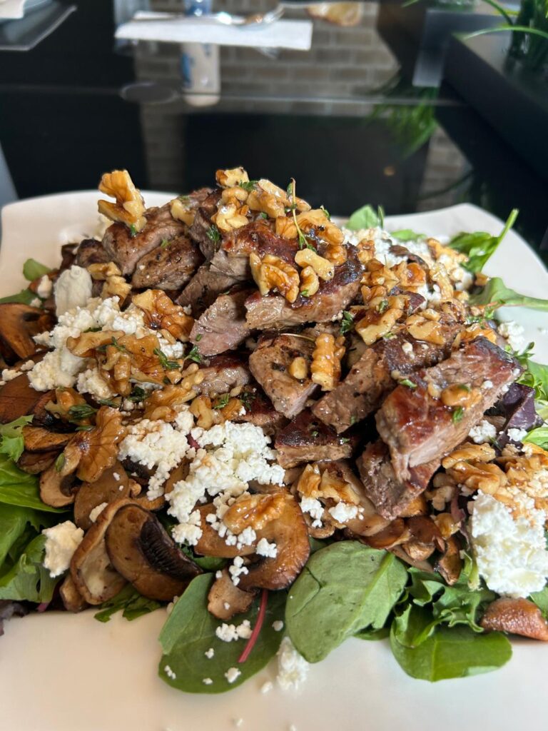 Hot Steak Mushroom and Walnut Salad