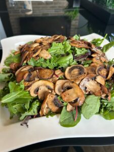 Hot Steak Mushroom and Walnut Salad