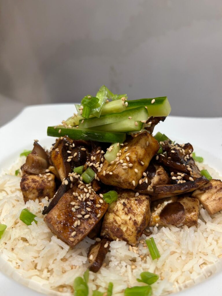 Simple sticky tofu bowl