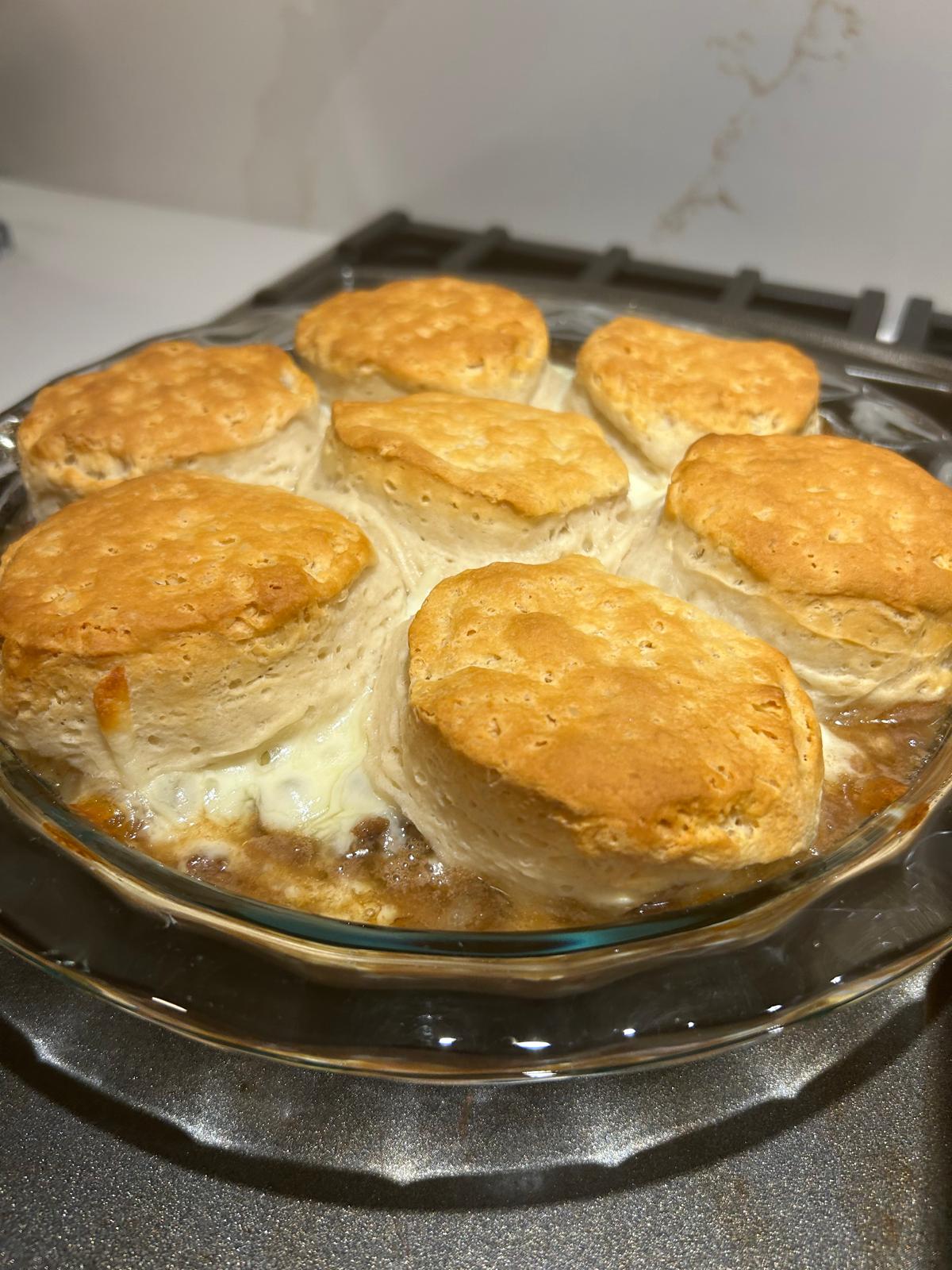 Beef and French Onion Biscuit Pie