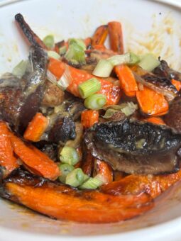 Roasted Miso Carrots and Mushrooms