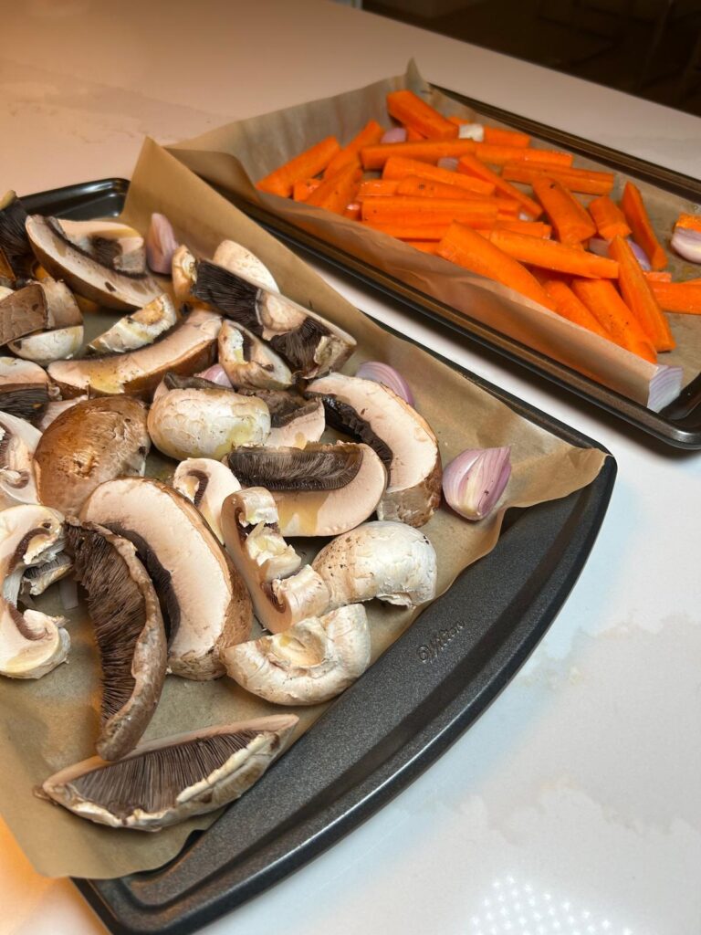 Roasted Miso Carrots and Mushrooms